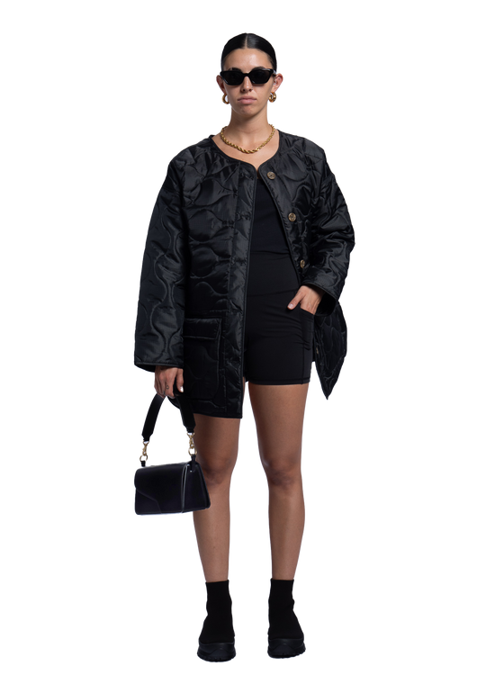 Oversized Quilted Coat Black