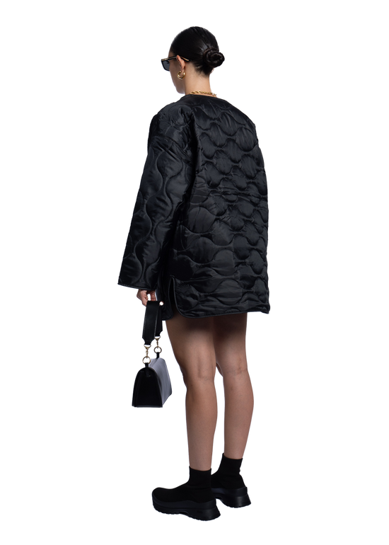 Oversized Quilted Coat Black