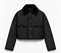 Cropped Quilted Barn Jacket Black