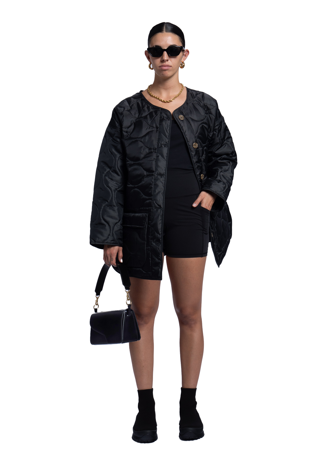 Oversized Quilted Coat Black