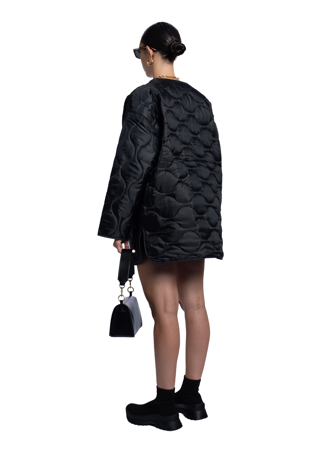Oversized Quilted Coat Black
