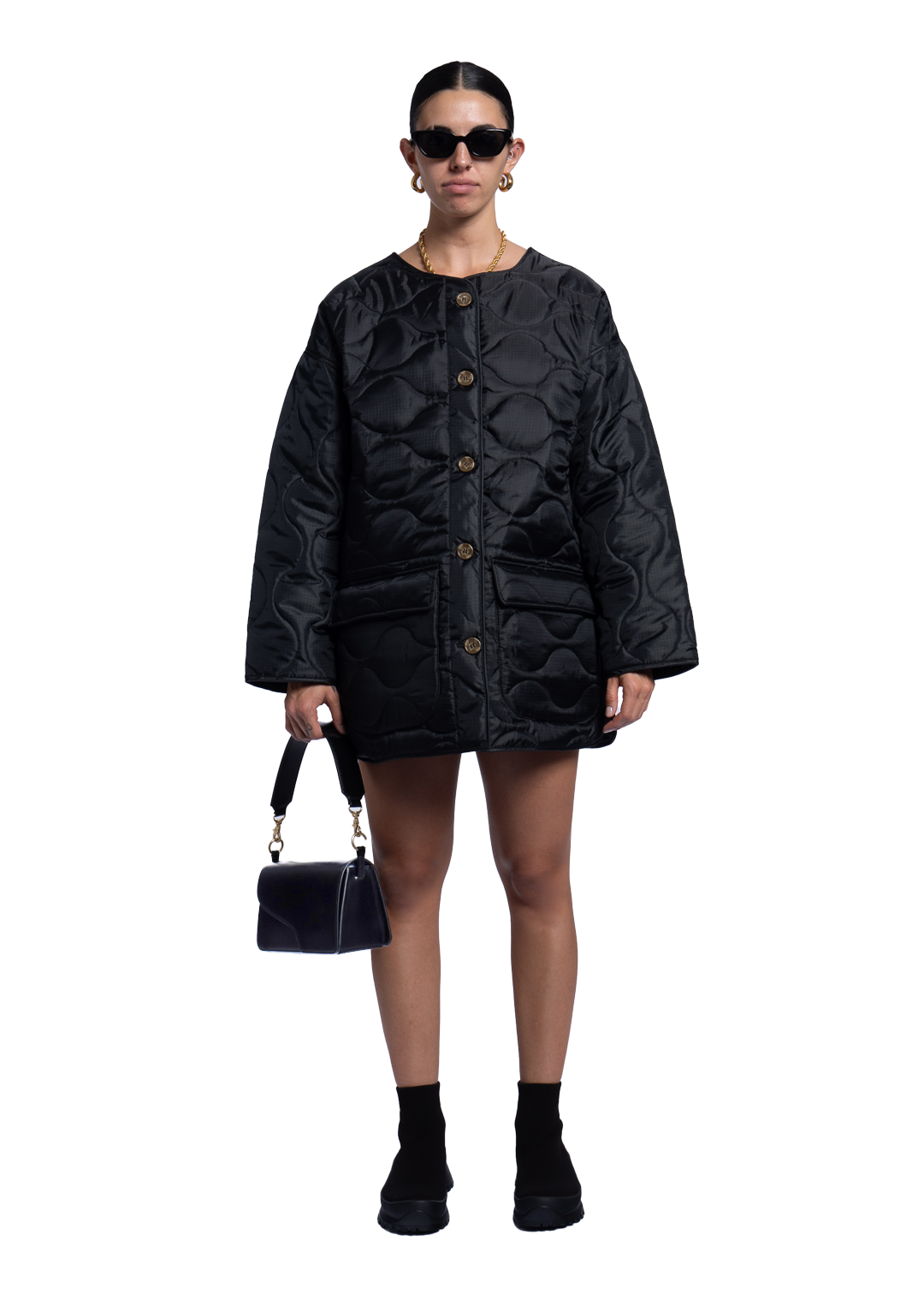 Oversized Quilted Coat Black