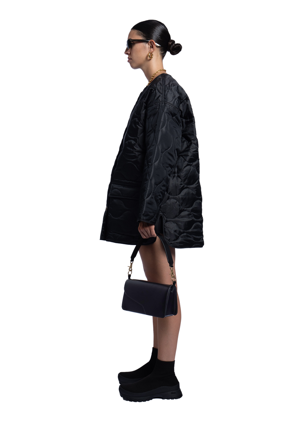 Oversized Quilted Coat Black