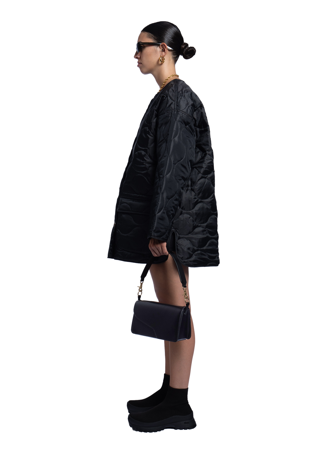 Oversized Quilted Coat Black