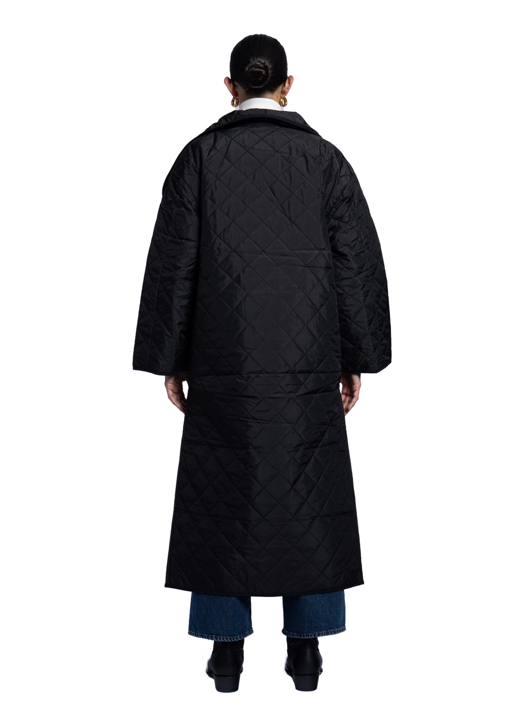 Quilted Long Coat Black
