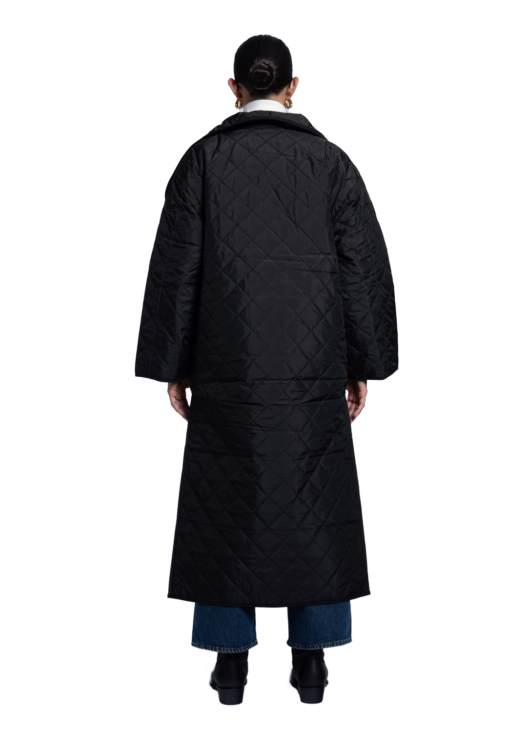 Quilted Long Coat Black