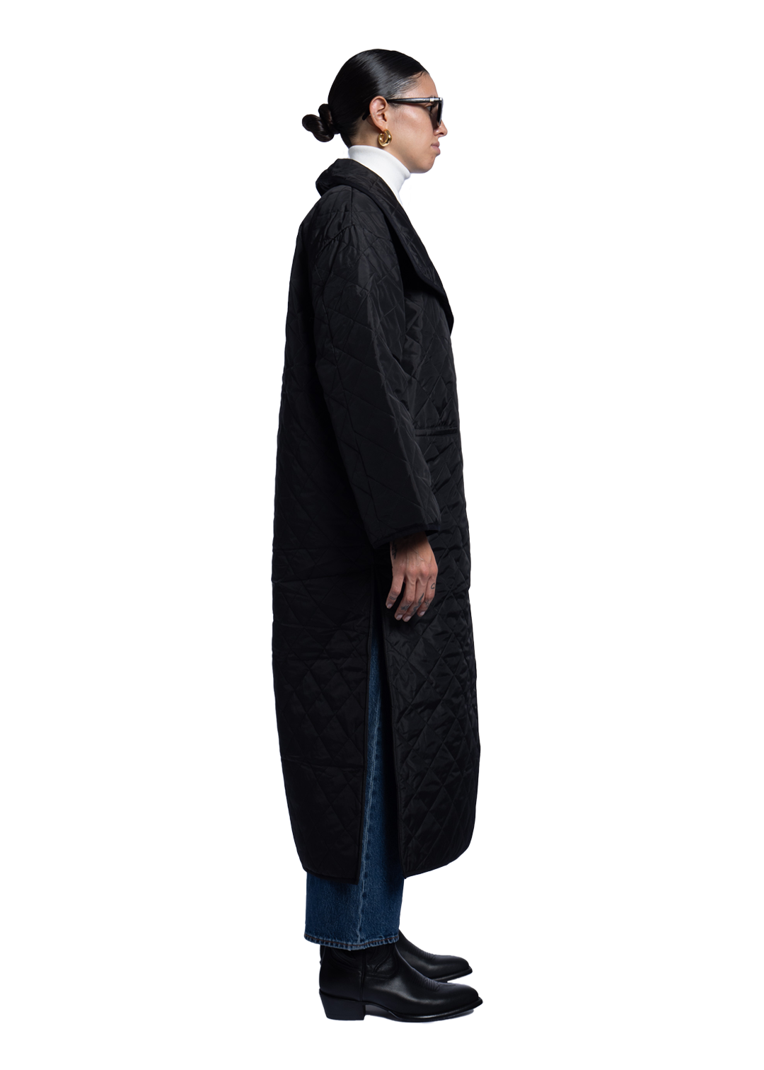 Quilted Long Coat Black