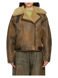 Distressed Shearling Leather Jacket